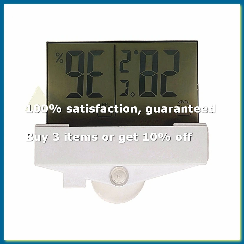 Digital Thermometer Hygrometer Indoor Outdoor Temperature Humidity Meter Transparent Home Window Display With Sucker Suction