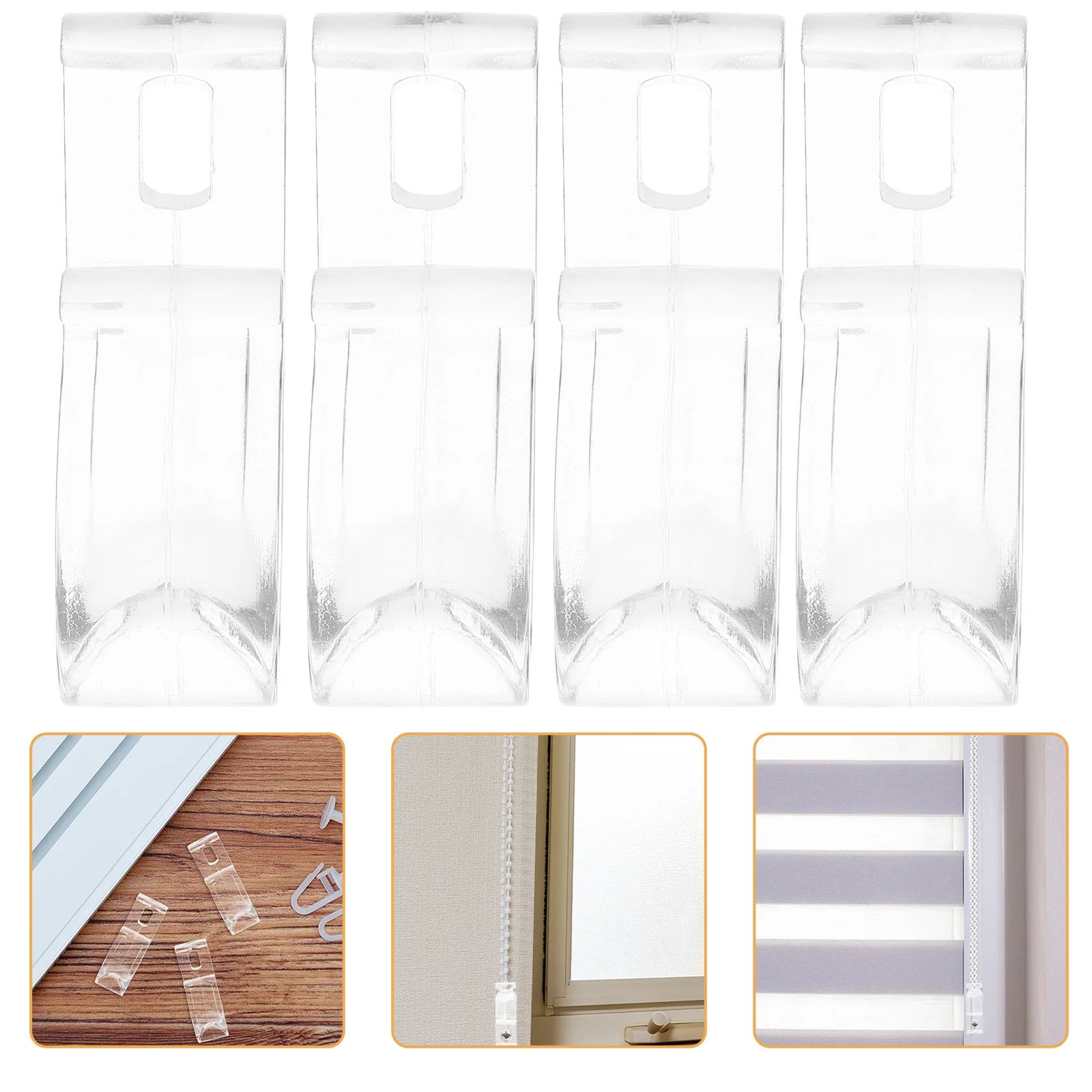 4 Pcs Curtain Positioning Hook Hooks Vertical Blinds Repair Kit Shade Cord Holder Clear Clips Pom See Roller Shower