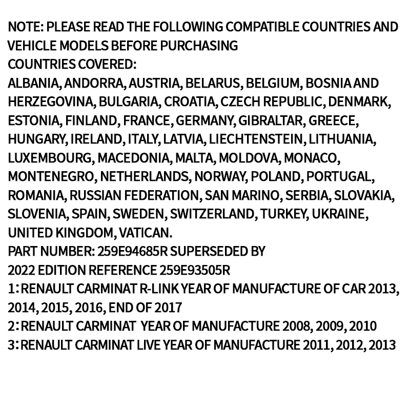 Die neueste Satellitennavigation SD-Karte R-Link 11.05 GPS-Karte Renault Auto SD-Karte Europa-Version