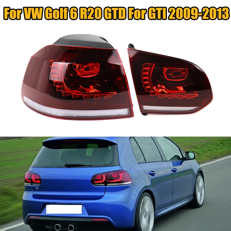 Do VW Golf 6 R20 GTD Do GTI 2009-2013 Bez Rhythm Tylne światło tylne Światło hamowania Światło kierunkowskazu z żarówkami LED