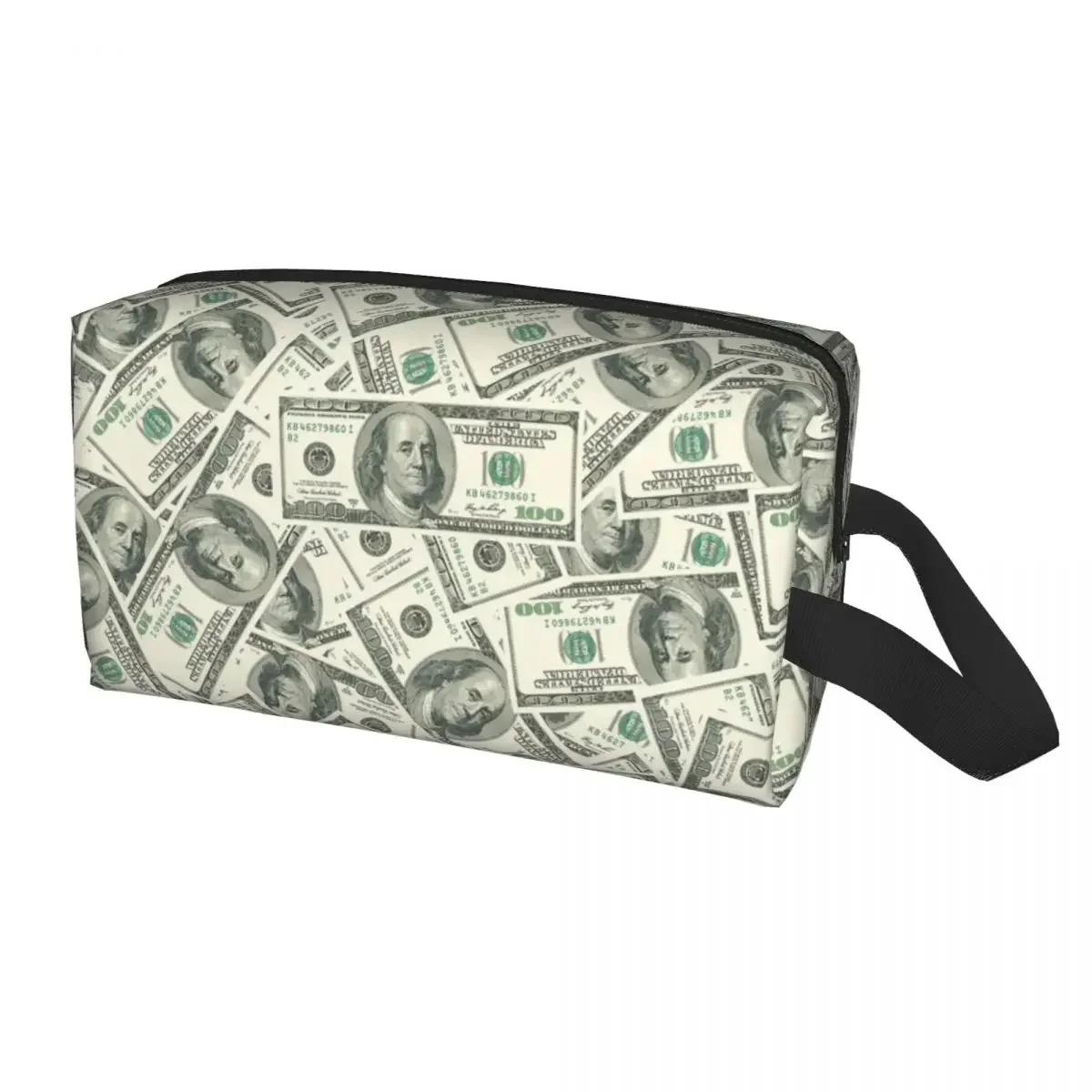 Money Dollars Bitcoin Digital Currency Toiletry Bag Virtual Printing Makeup Cosmetic Organizer Ladies Beauty Storage Kit Case