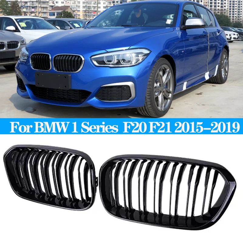 

A Pair For BMW F20 F21 1 Series 2015-2018 Front Kidney Grill Grilles Car Stying Racing Grills Gloss Black Auto Accessories