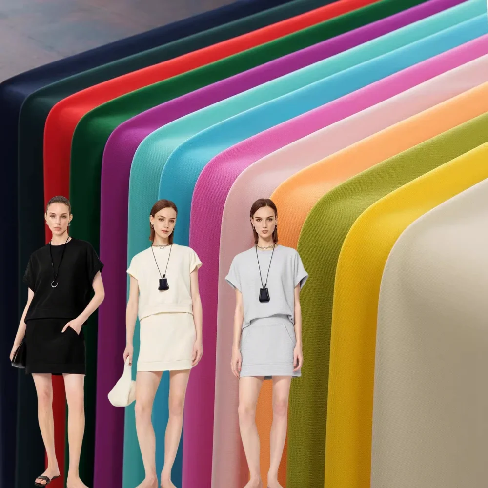 

Solid Color Four Sided Elastic Straight Gong Fabric for Thin Soft Breathable Dress Pants Fabrics By The Meter Diy Sewing Cloth
