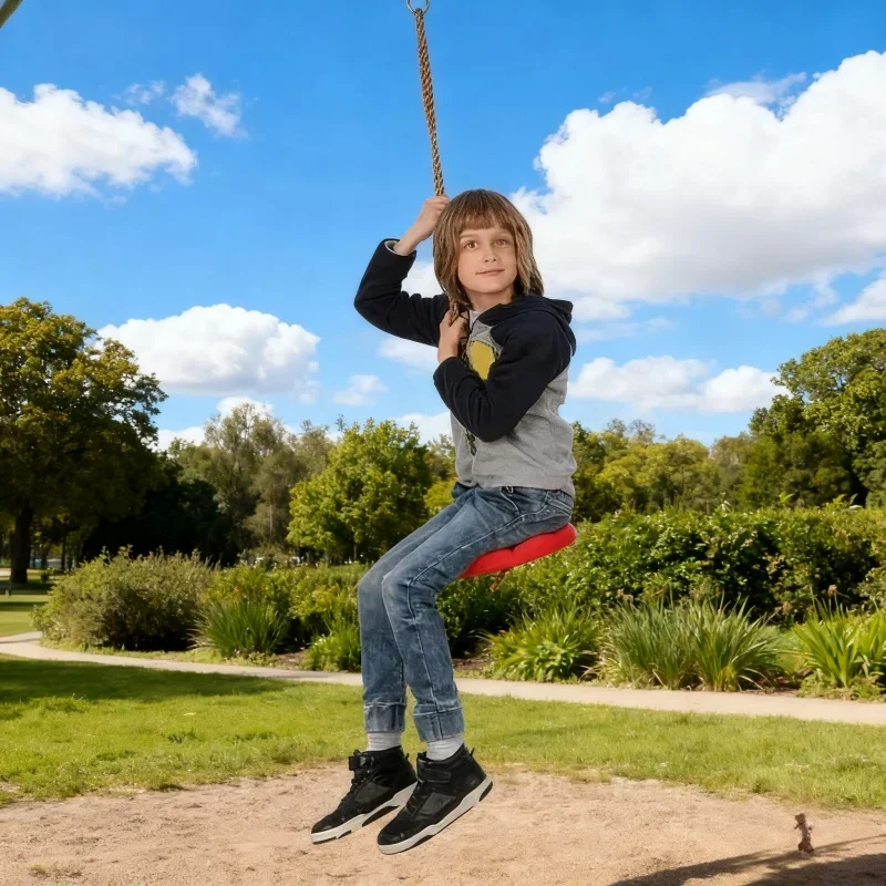 Columpio de disco para niños al aire libre |   Servicio pesado con plataformas Asiento redondo Fácil juego de bricolaje Adición Diseño resistente Regalos divertidos para niños