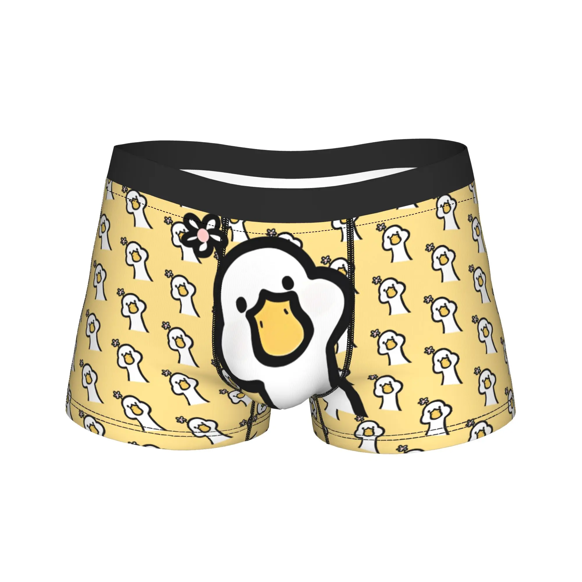 

Мужские трусы-боксеры с принтом белой гусицы и цветочным узором, удобные, больших размеров