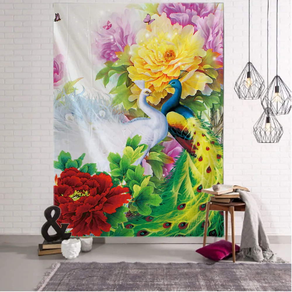 Peacock Home Decoration Tapestry, Living Room Art Decoration, Blanket, Hanging Cloth, Hippie Wall Decoration, Background Cloth