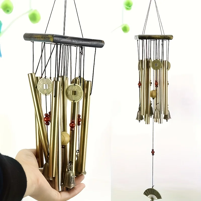 Large Copper Butterfly Pattern Wind Chimes - Outdoor Garden Decoration Aluminum Tubing，Courtyard Artwork，Outdoor Chimes