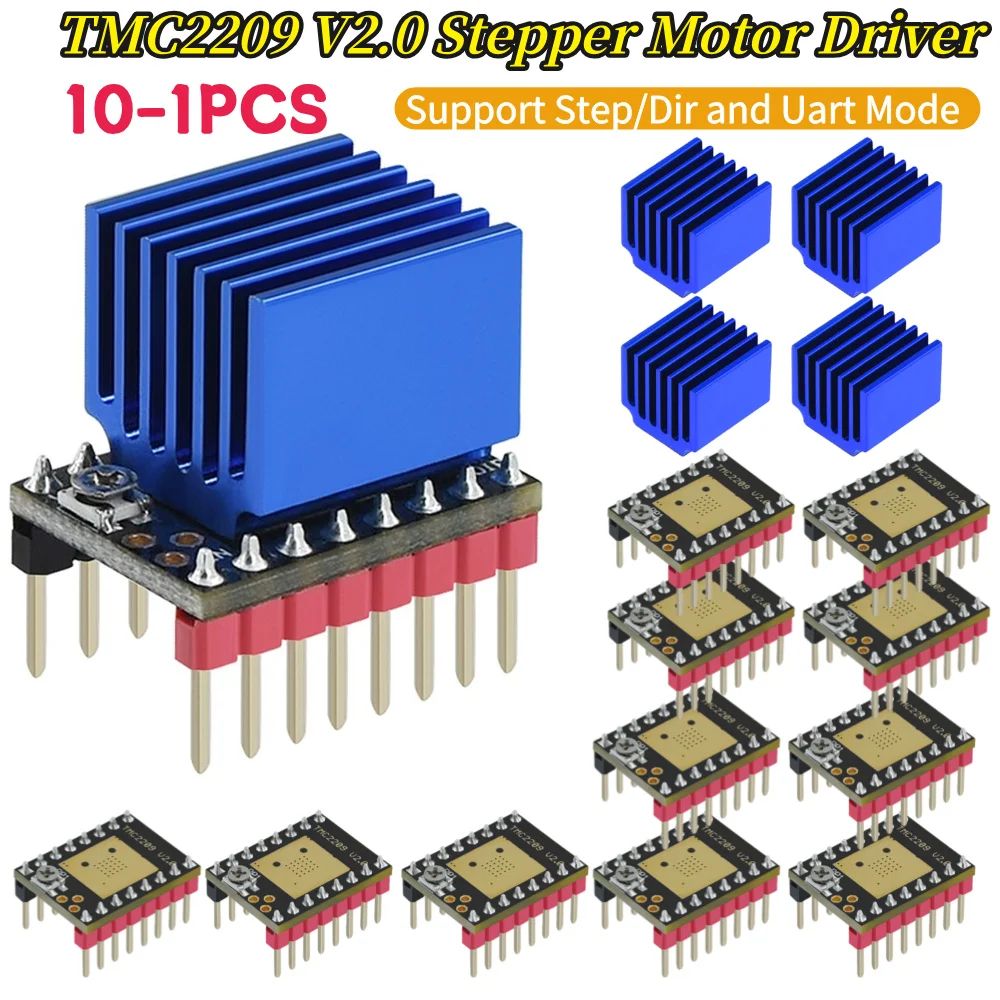 

Драйвер шагового двигателя TMC2209 V2.0 UART 2,5A UART Бесшумные драйверы Stepsticks до 256 подразделение для платы управления 3D-принтером