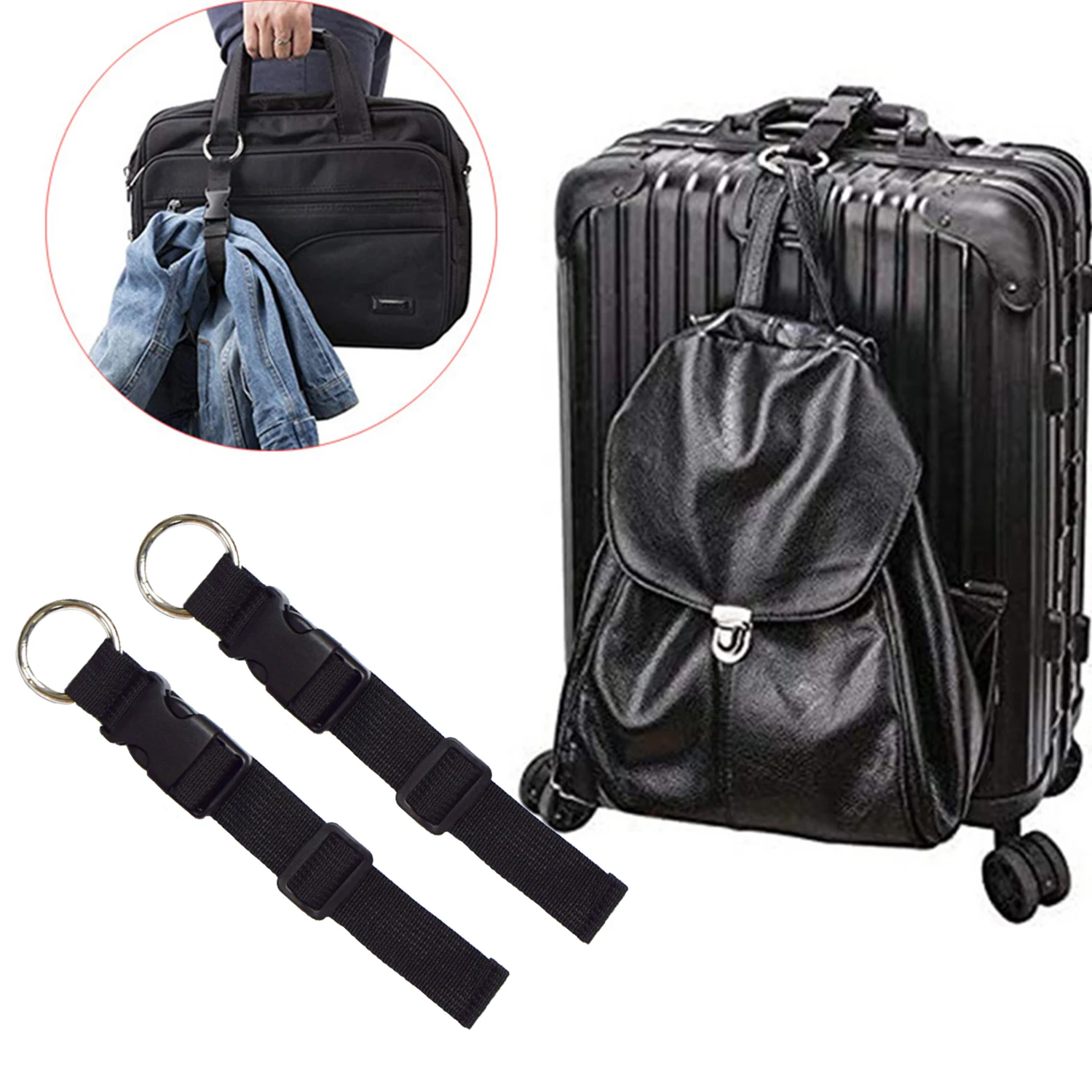 

1Pcs Portable Luggage Strap Travel Jacket Gripper Adjustable Suitcases Belt For Carry On Bags Add Bag Handbag Clip Use To Carry