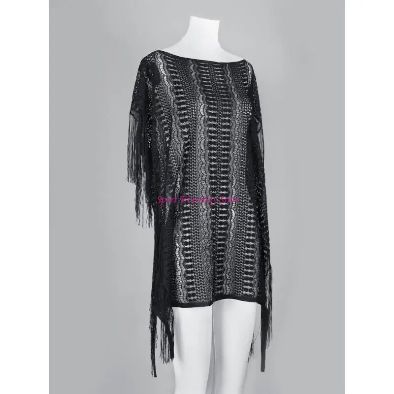 Vestido praia women hollow out praia encobrimento roupas banho sólidas com tassels maiôs maiôs para a praia jome