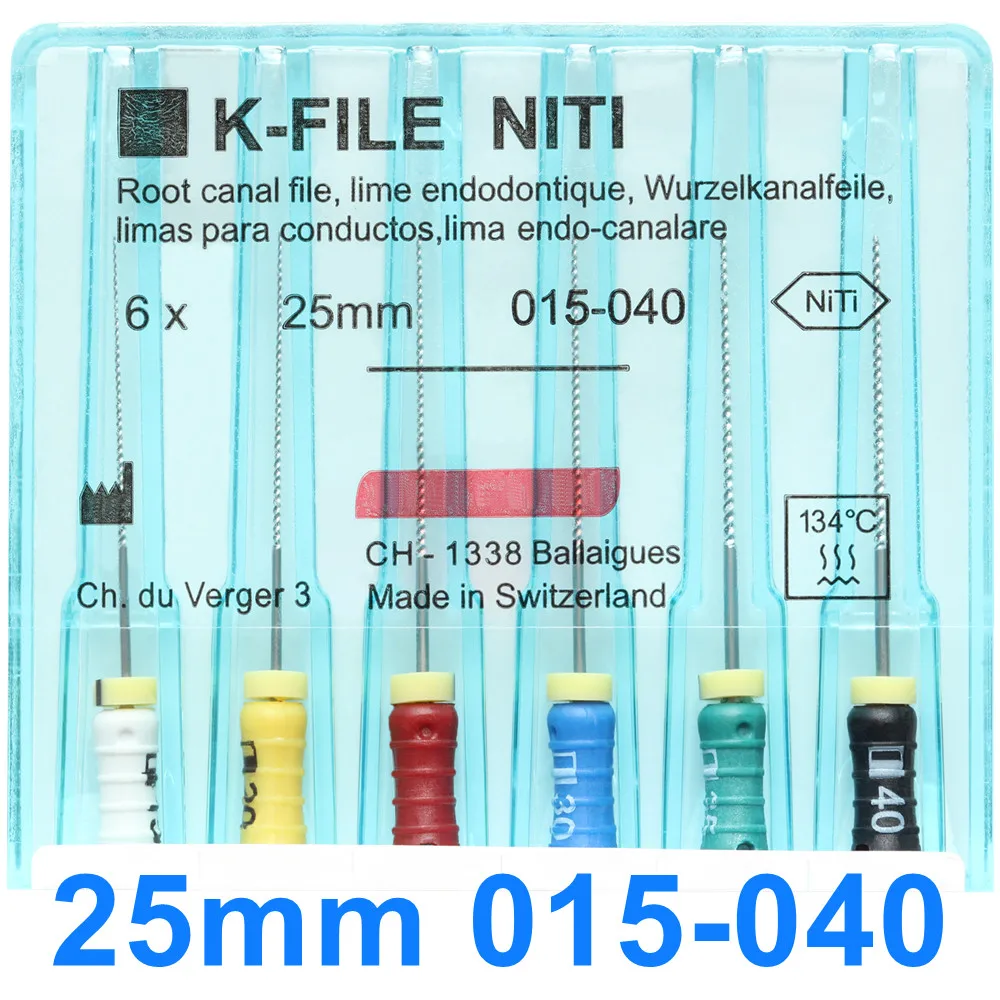 5 عبوات من ملفات K-FILE / K-REAMER / H-FILE NiTi المرنة لقناة الجذر إندو K للاستخدام اليدوي من النيكل والتيتانيوم لطب الأسنان