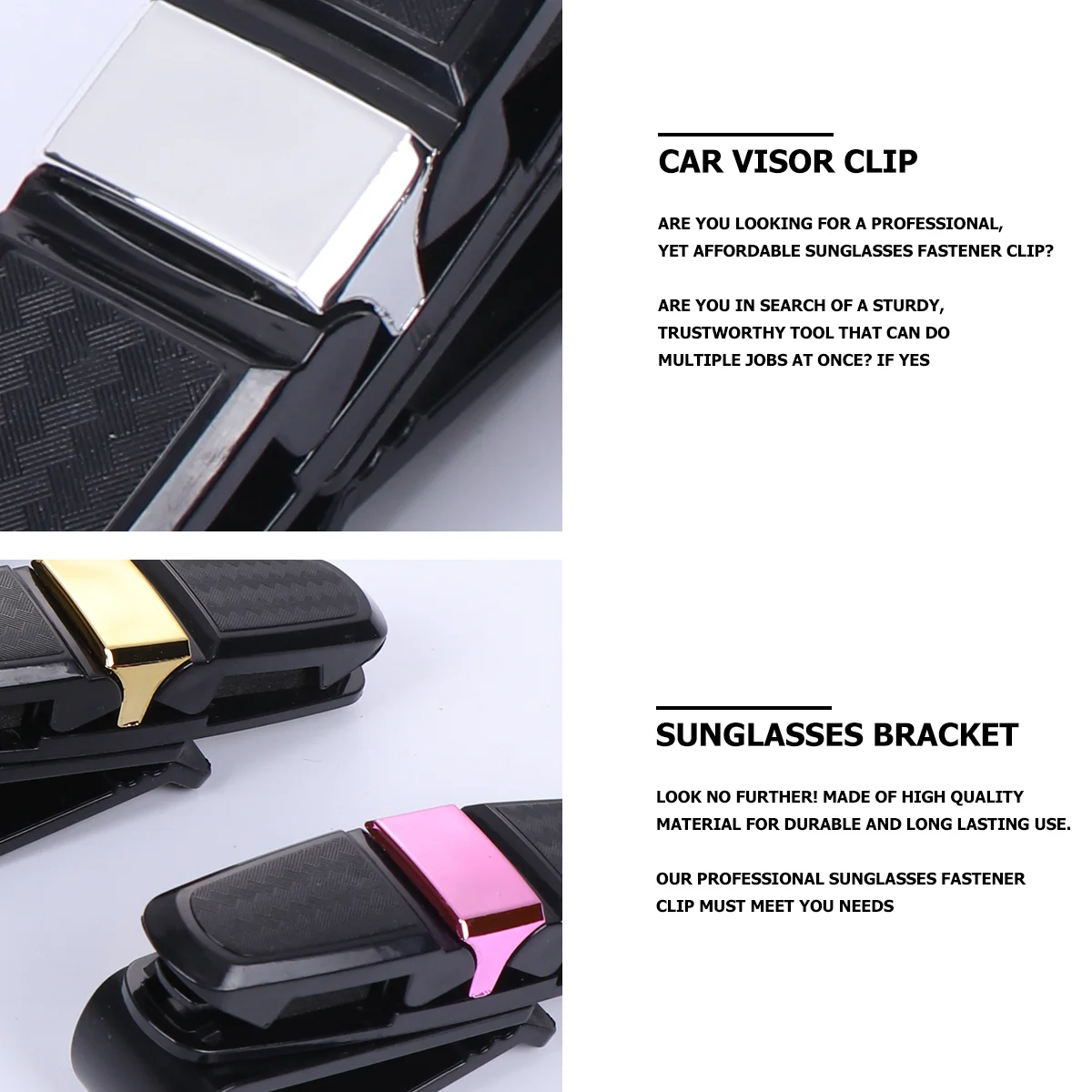 4 Pcs Car Glasses Clip Cars Auto Fastener Visor Folder Ticket Receipt Bracket Sunglasses Storage Holder Abs