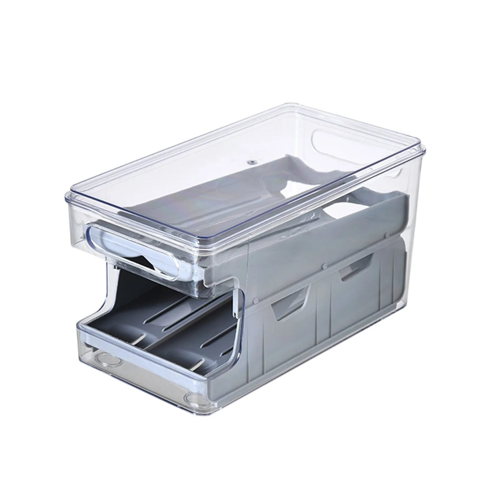 

Refrigerator Egg Rack, Double Layer Slide Refrigerator Egg Organizer, Stackable Egg Dispenser And Storage Box Egg Tray With Lid
