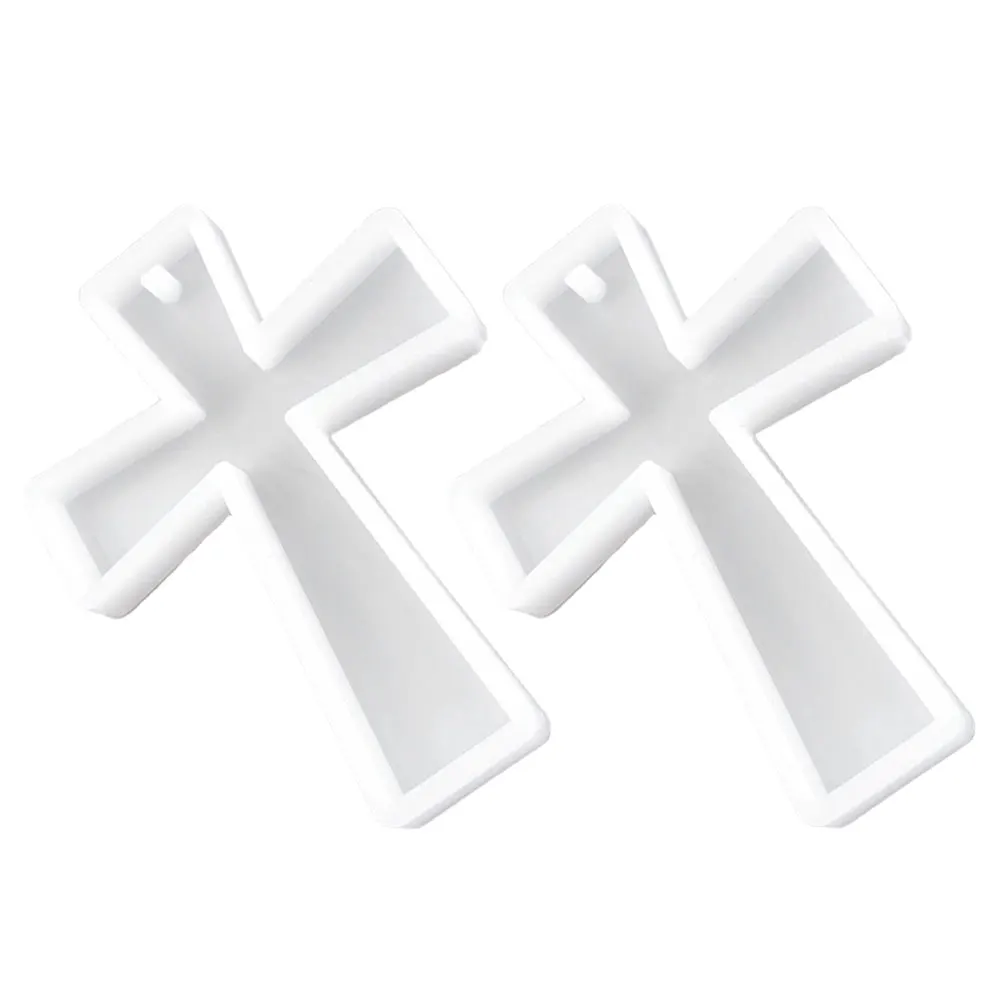 

2 Pcs Cross Keychain Mold Silicone Crafts Epoxy Resin Pendant Jewelry Lucky Non Stick Flexible Diy Necklace Accessories Parts