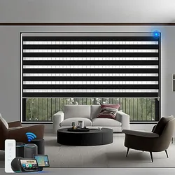 Custom Made Motorized Window Blinds Blackout Zebra Shades Dual Stripe Curtains Day and Night Roller Shutters for Russia UK