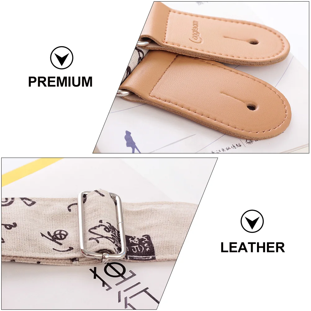 

Bass Cotton and Linen Guitar Shoulder Straps Child While Belt Ethnic Double Tip Electric Accessory