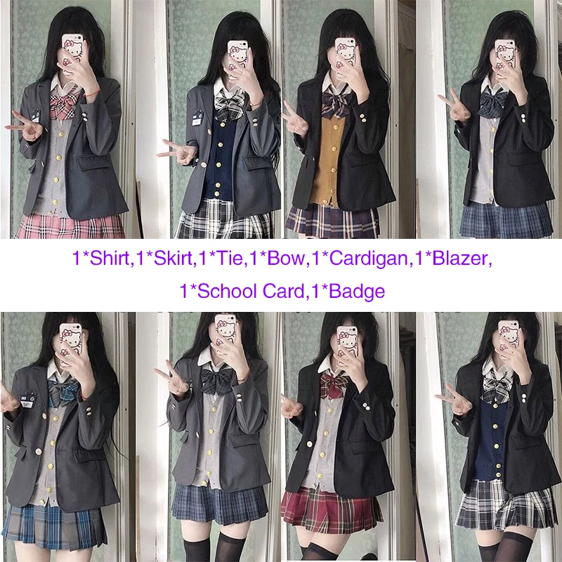 JK Uniform Original Genuine Autumn and Winter Korean Japanese College Style Suit Vest Shirt Plaid Skirt School Uniform Woman