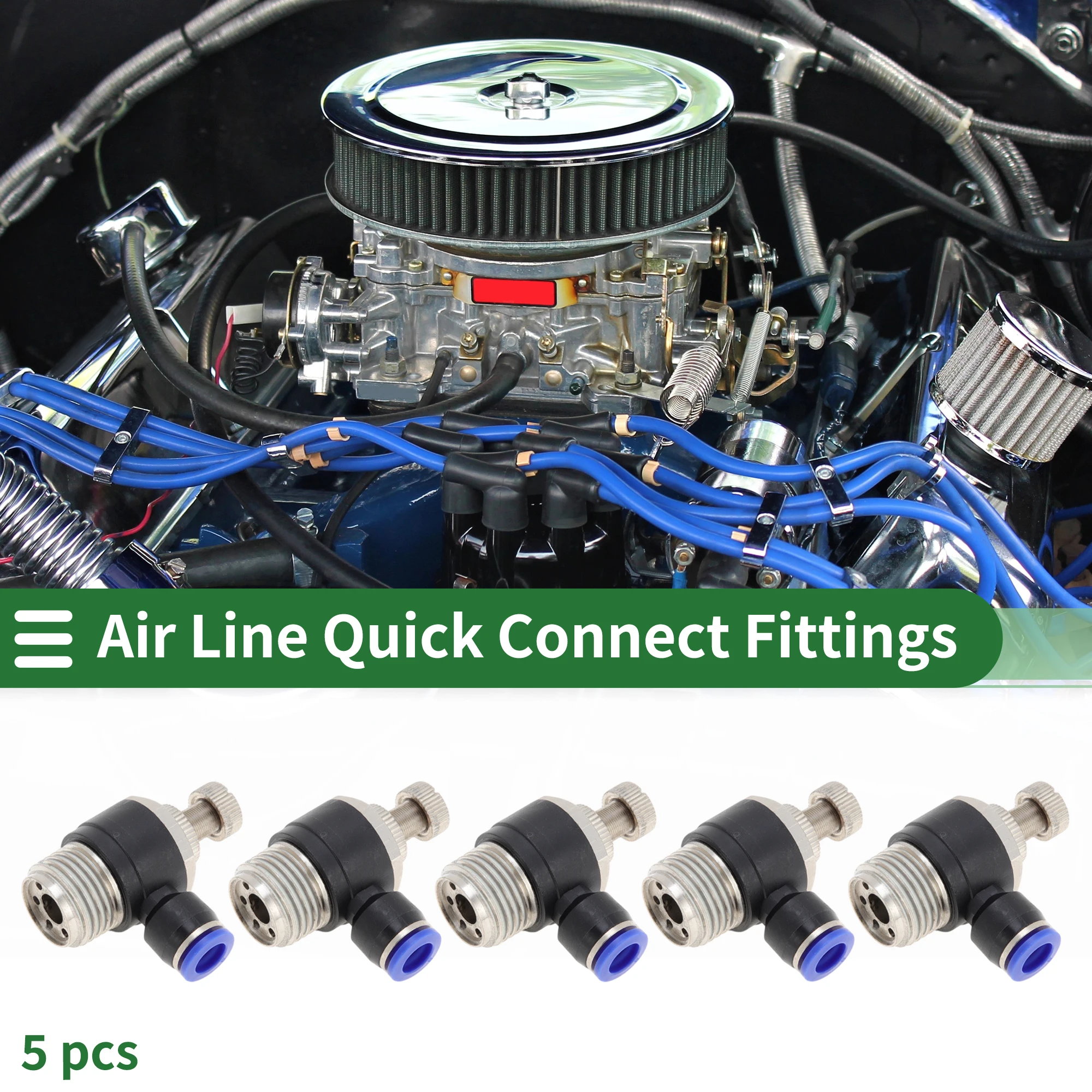 

UXCELL Push to Fittings 5/16 "90 градусов клапан регулирования воздушного потока 1/2" BSPT 5 шт. черный