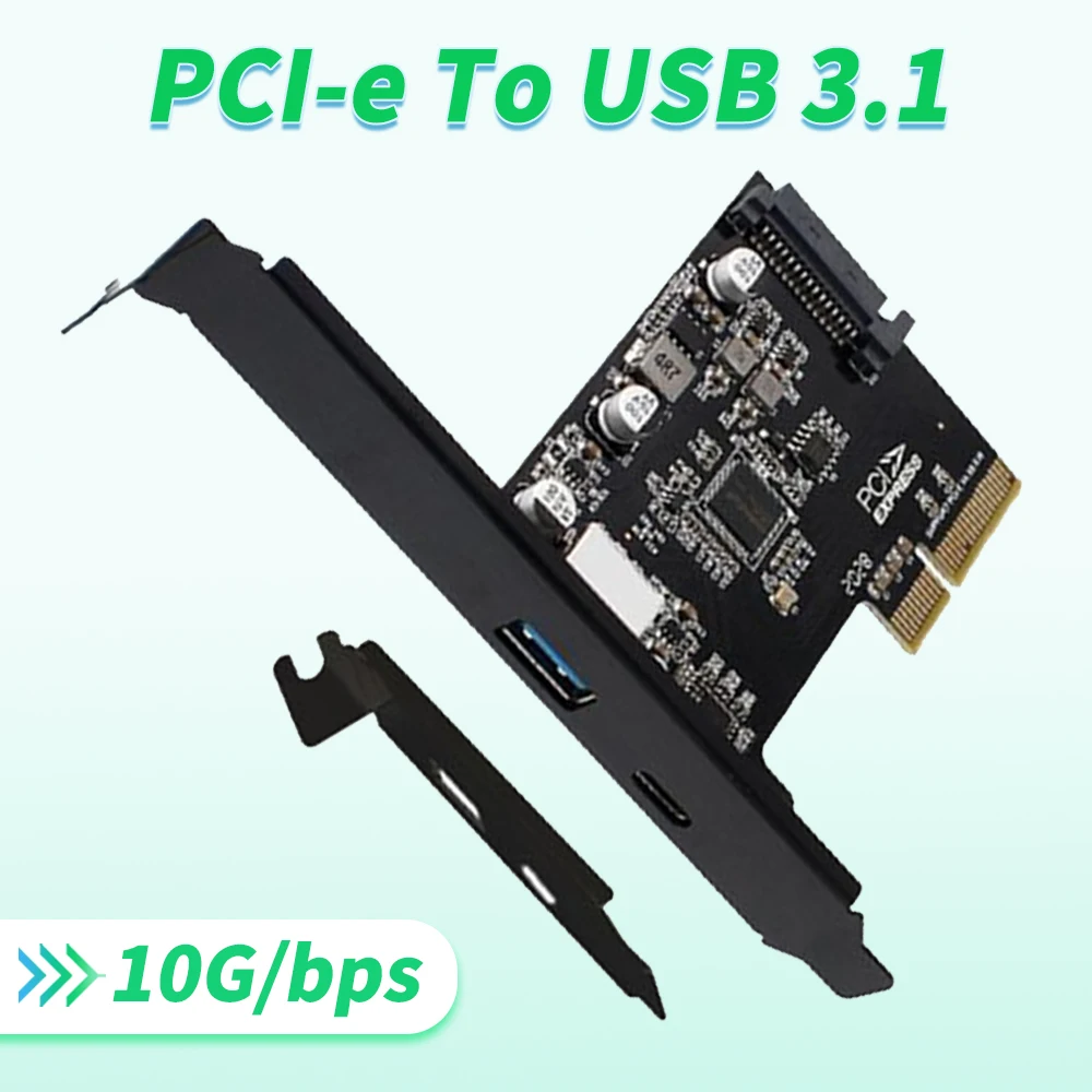 

Плата расширения USB 3,1 PCI-E, 10 Гбит/с, 2 порта USB, тип A, Тип C, USB 3, для PCIE, PCI Express, расширенный адаптер, плата расширения