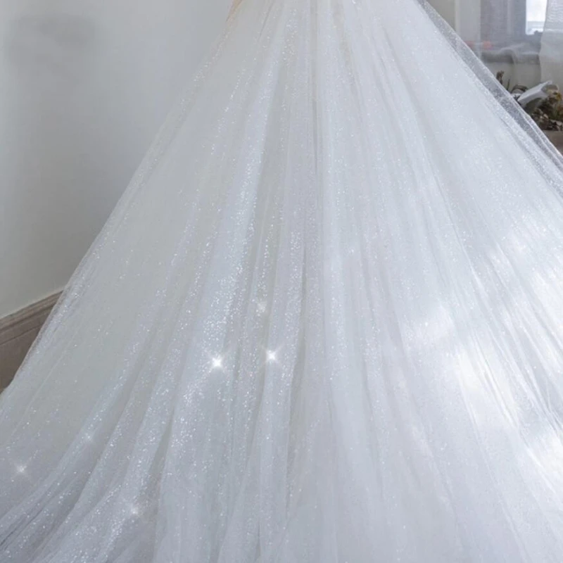 5 Layers Glitter Tulle Detachable Train Wedding Removable Skirt For Dresses  Bridal Overskirt custom size