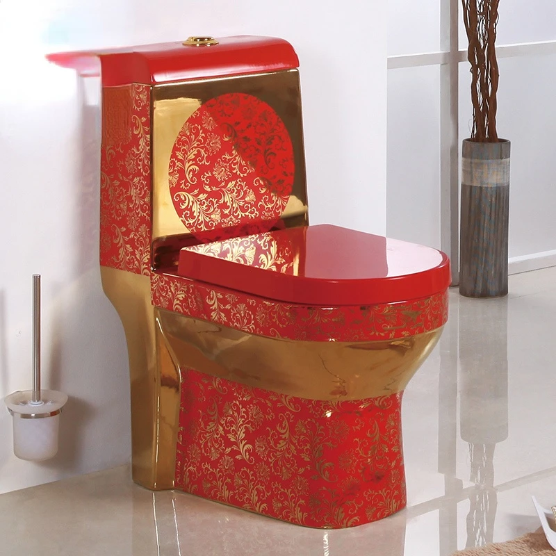 Gold toilet creative personality art toilet household toilet color gold European toilet Biological Toilet Closestool