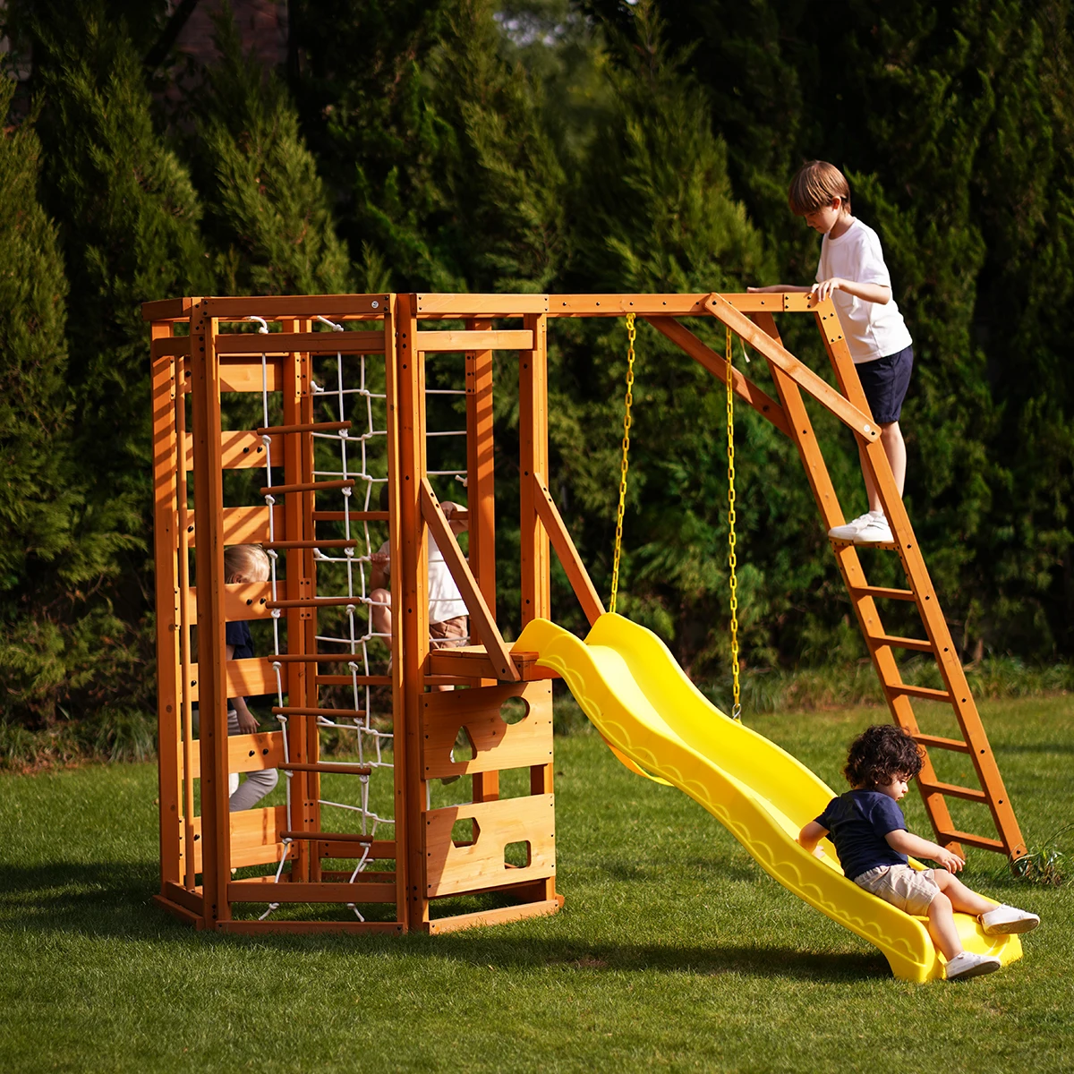 Wholesale Outdoor Wooden Playh - Kids Outdoor Wooden Climbing Frame recension och pris