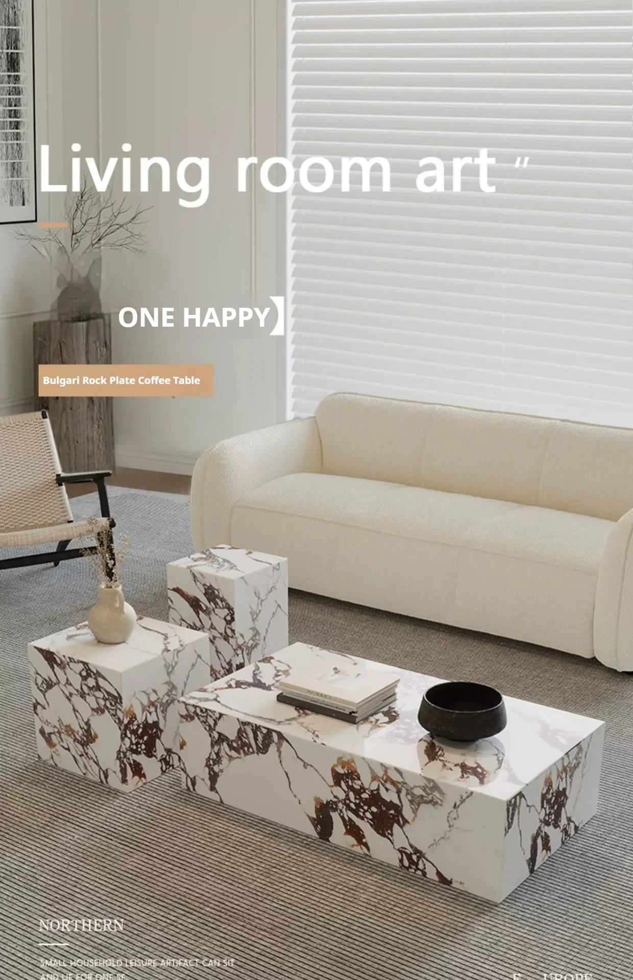 Luxury Nesting Side Tables, French Retro&Nordic Style Quartz Coffee Table Set, Heat&Scratch Resistant, Master Design, Customize