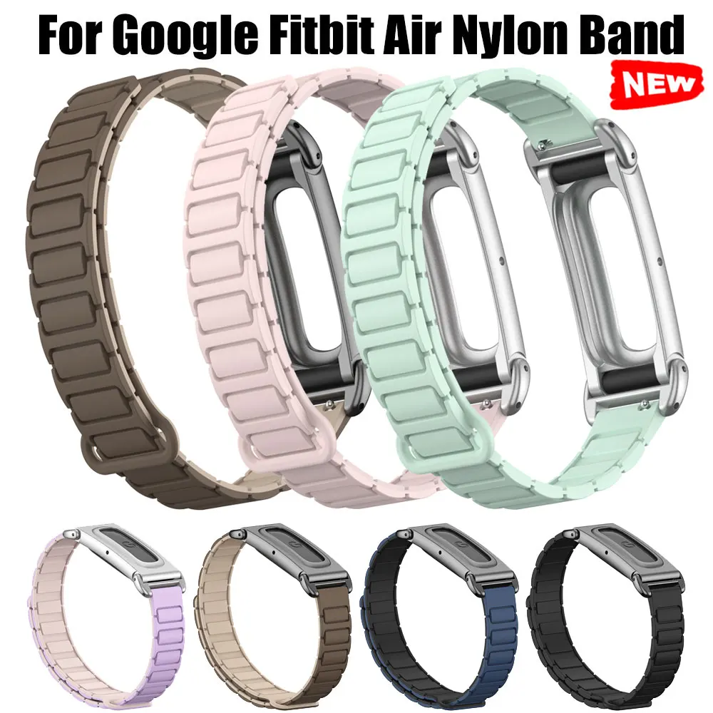 Magnetisches Silikon-Uhrenarmband mit Metallgehäuse für Google Fitbit Air, Schnellverschluss, weiches, verstellbares Ersatz-Armband, Zubehör