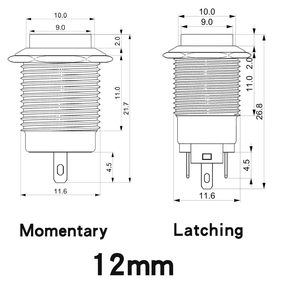 Metal Push Button Switch LED Light PC Power 12v with Wire On Off Waterproof 12mm 16mm 19mm 22mm for Car Momentary Latching Red