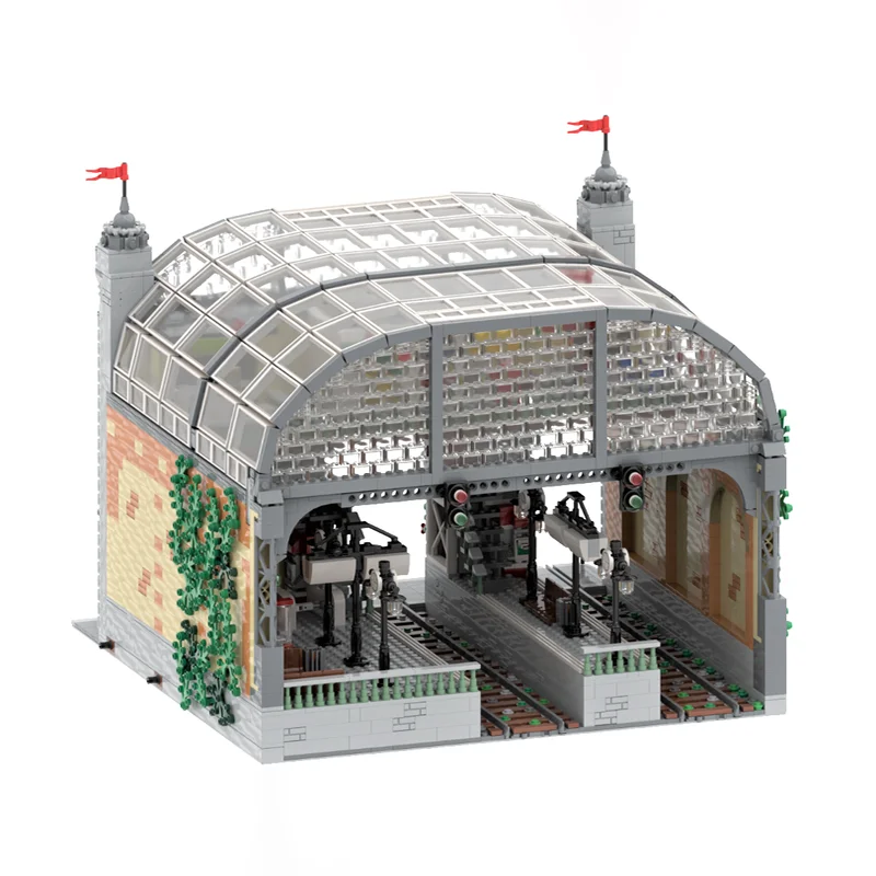 Modulair stadsgebouwmodel Moc Bouwstenen Treinstation Technologie Modulaire blokken Geschenken Kerstspeelgoed DIY-sets Montage