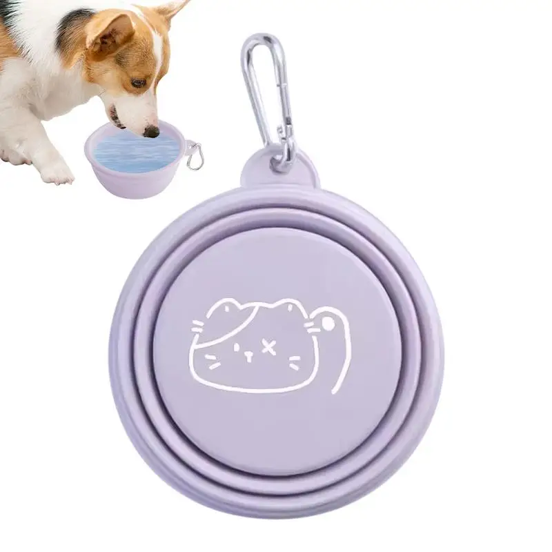 2024 Portable Folding Pet Bowls Foldable Pet Dog Food Water Bowl Outdoor Camping Travel Supplies Dishes With Carabiner