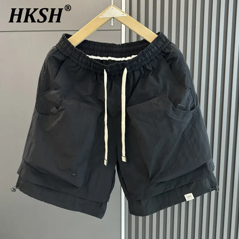 

HKSH Summer New Darkwear Thin Quick Drying Pockets Solid Color Punk Safari Style Shorts Men's Casual Sports Trendy Capris HK1755