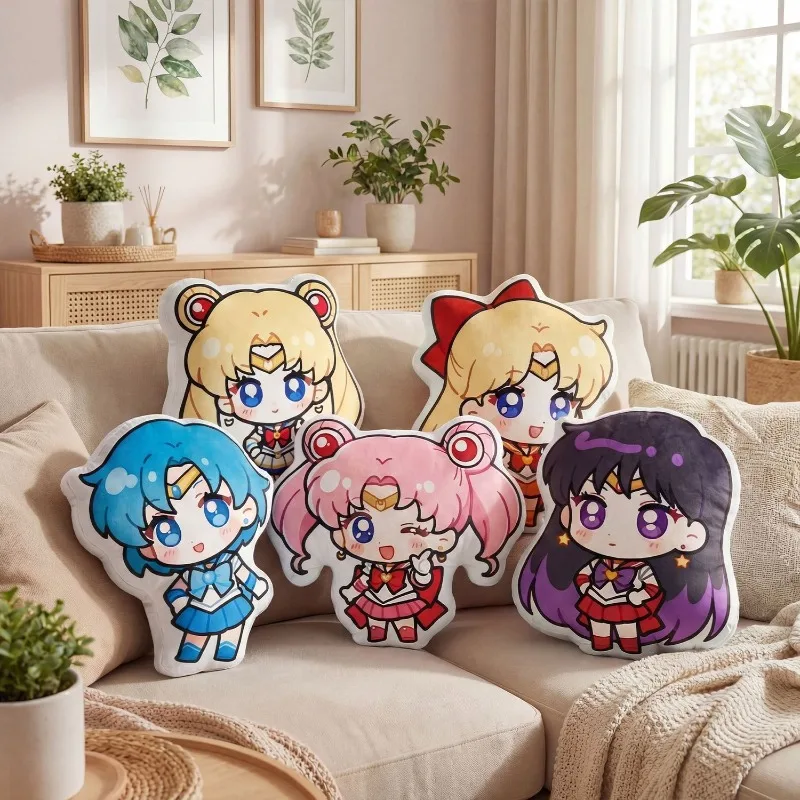 

New Sailor Moon Cute Plush Pillow Cartoon Animation Shui Bingyue Creative Peripheral Kawaii Bedside Sofa Cushion Holiday Gift
