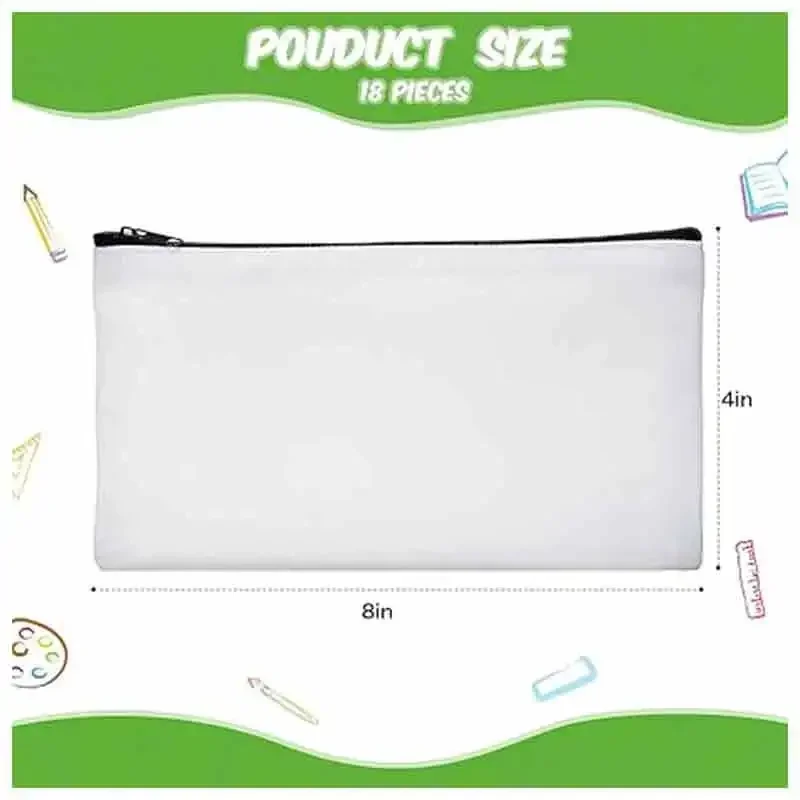 Vsw1 Sublimatie Blanco Canvas Rits Zakje Canvas Pennentas Dubbelzijdige Sublimatie Blanco Make-Up Tassen