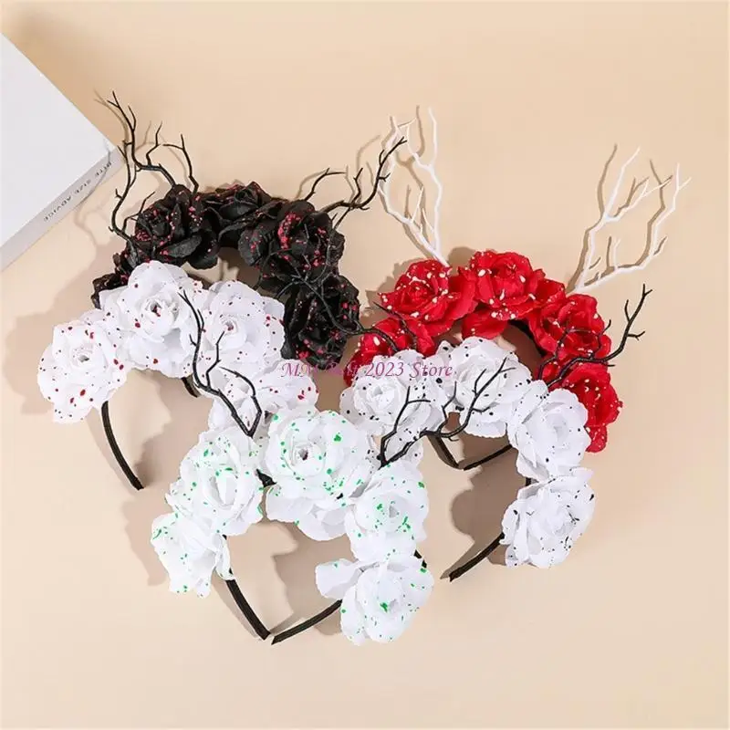 49ME 죽은 자의 날 머리띠 의상 장미 해골 머리띠 할로윈 왕관 왕관