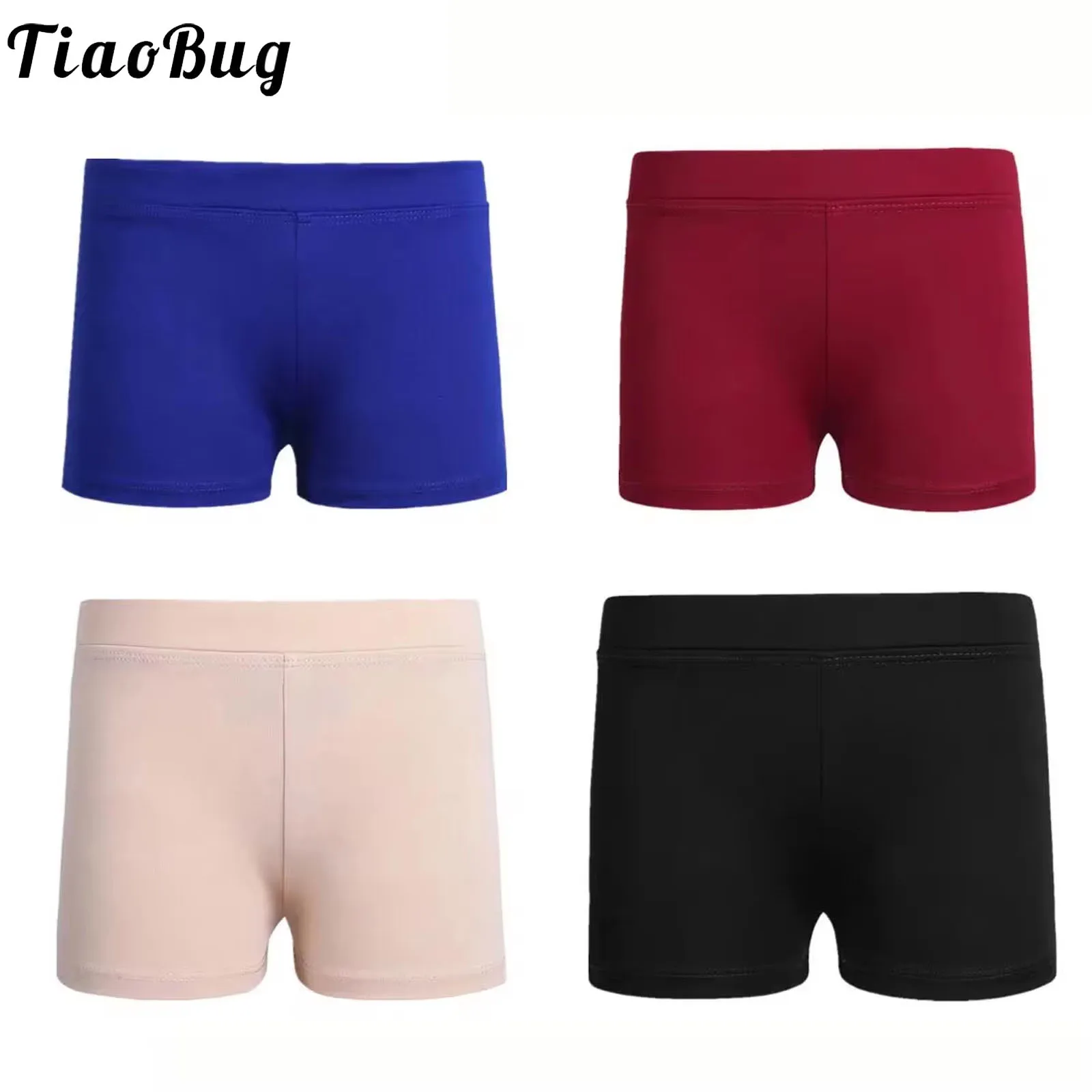 

Kids Boys Girls Elastic Sports Gymnastics Shorts Leggings Stretchy Boy-Cut Yoga Ballet Dance Tumbling Bottoms Booty Shorts