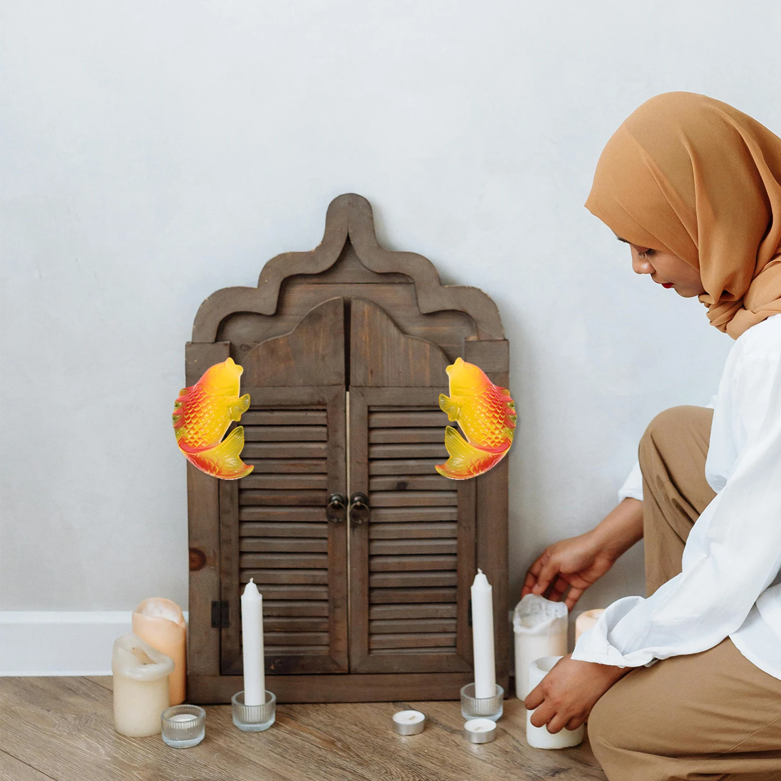 

1Pair Hanging Retro Ceramic Incense Burner Fish Shape Aromatherapy Holder Decorative Home Temple Chinese Style Wall Incense