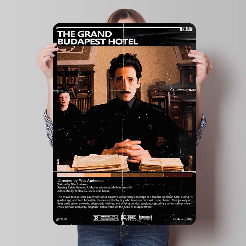 The Grand Budapest Hotel Movie Poster Customized Vintage Metal Signs Wall Art Retro Tin Plaque for Gaming Room Decoration Garage