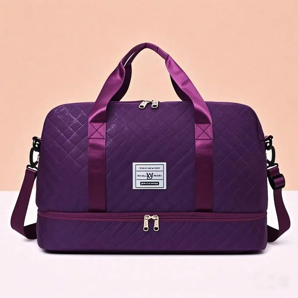 Plain Unisex Zipper Duffle W/ Shoe Pocket, Large Cap, Light Shoulder Bag For Travel/Gym/Airport/Outdoor, Gift Women/Mom/Friend, Xmas/Thanks/School