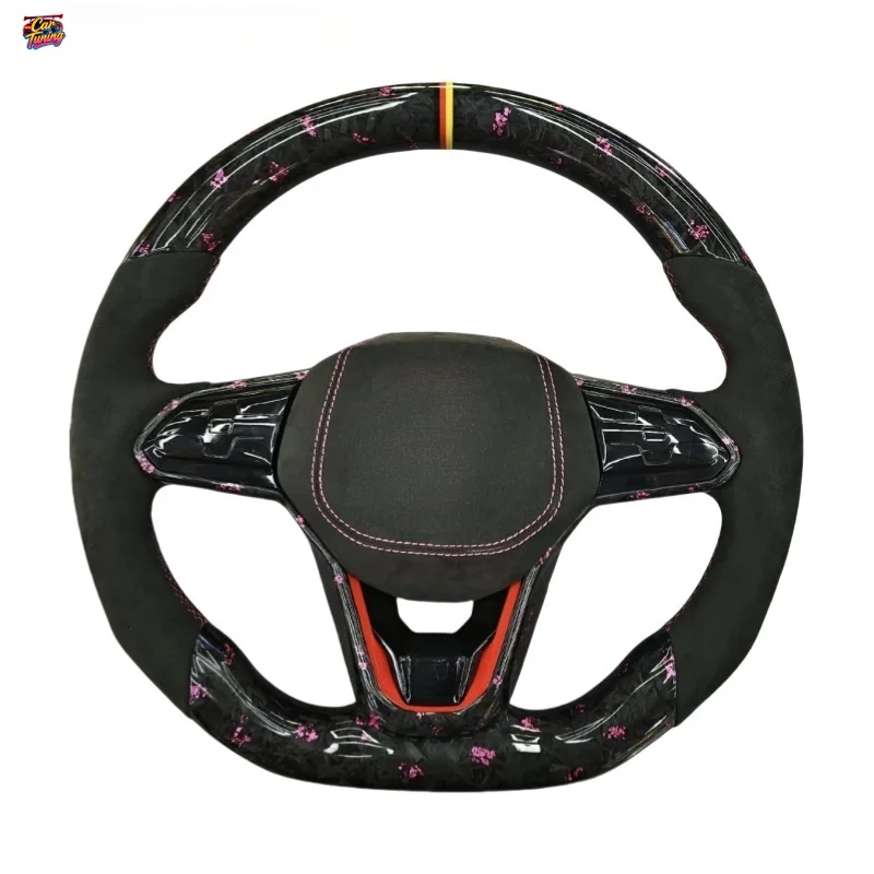 For Volkswagen Golf 8 GTI R MK8 Forged Carbon Fiber Sport Flat-Bottom Steering Wheel