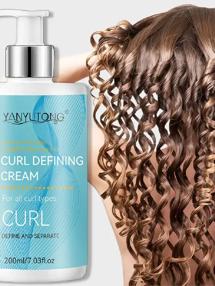 Crème coiffante pour cheveux bouclés, formule hydratante et lissante, améliore l'élasticité et la brillance des cheveux bouclés, facile à régler