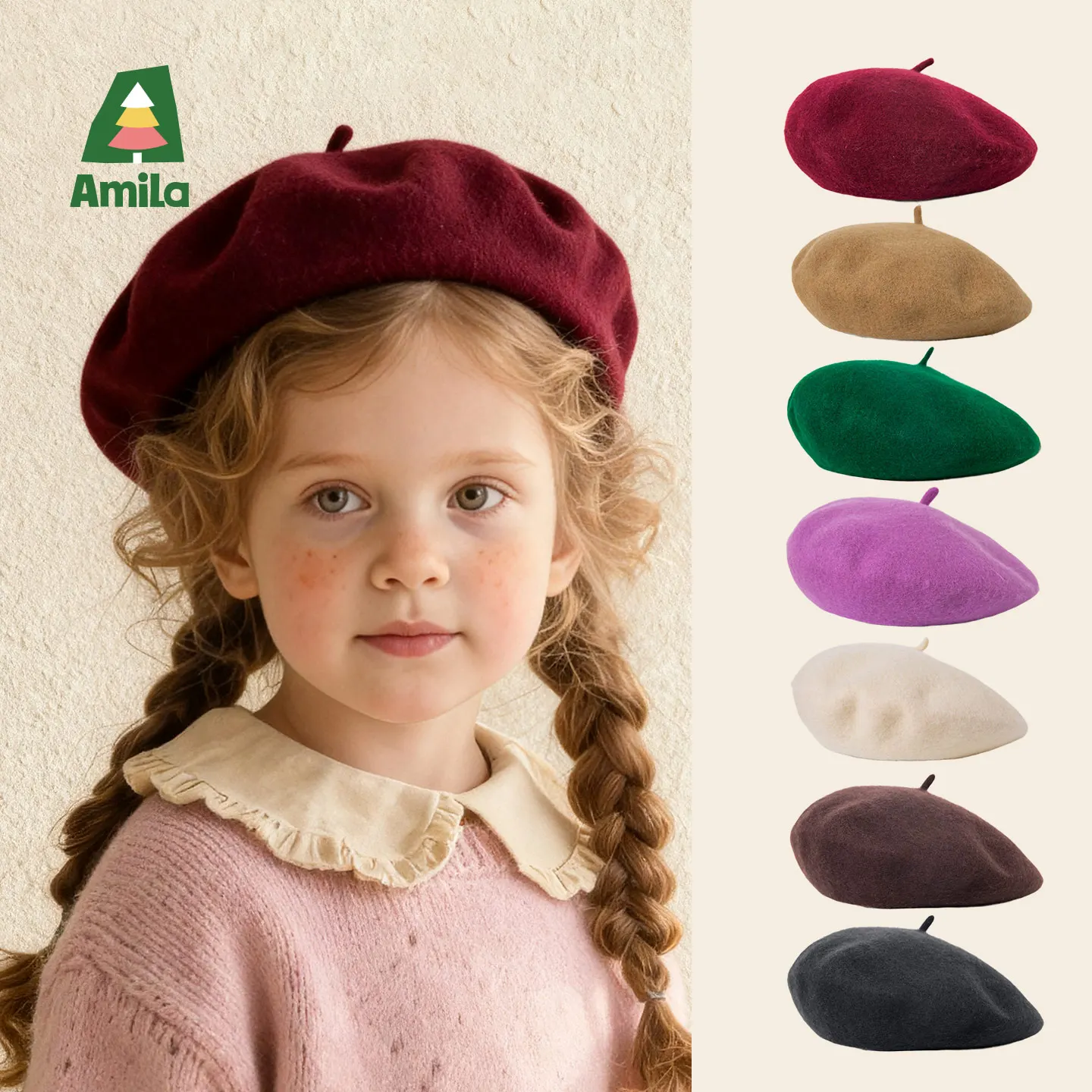 

Amila Kids Children's Winter Soft Felt Beret Soft Felt Material Skin Friendly Warmth Comfortable And Artistic Fashionable