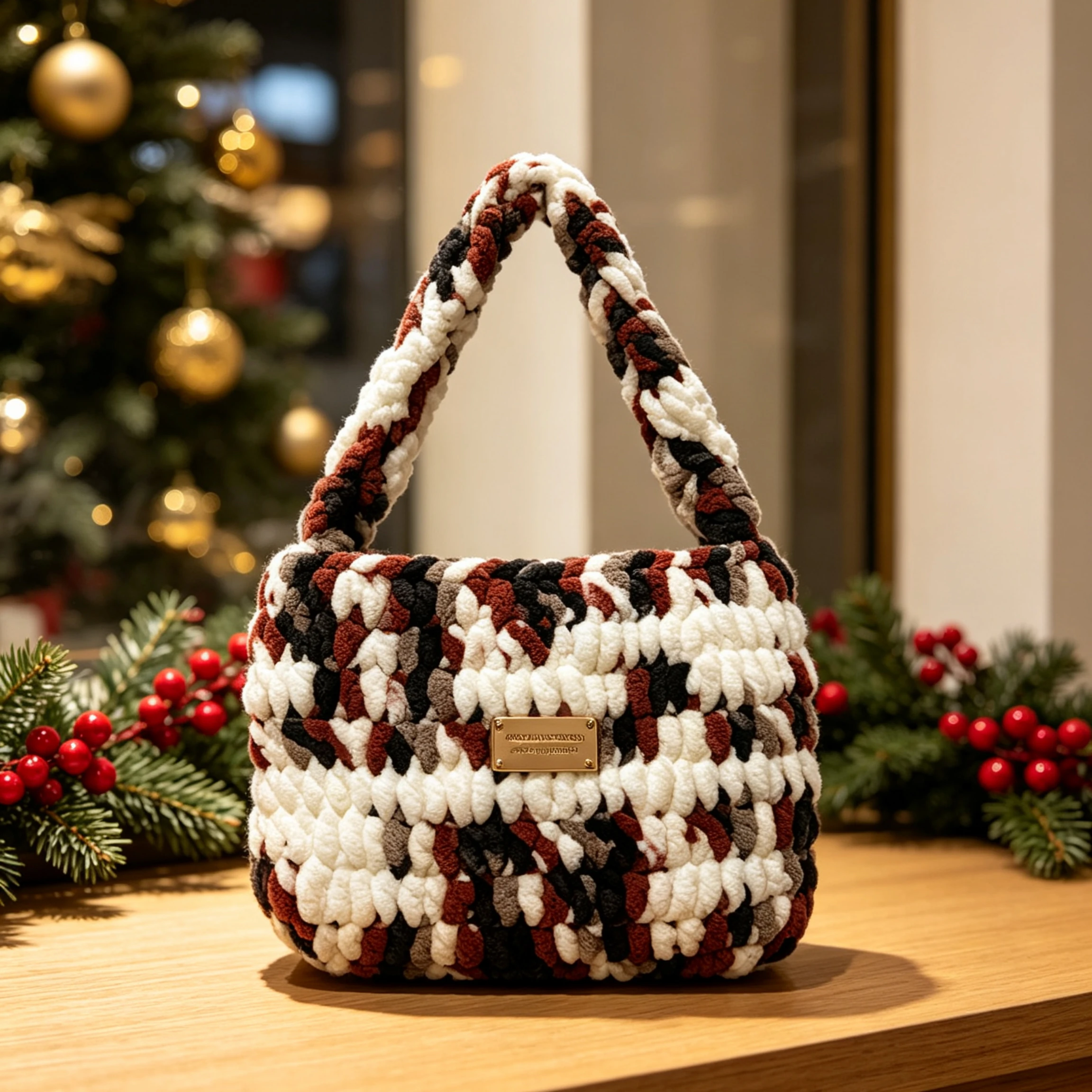 Women's Handbag, Hand-Dyed Handmade Crochet Bag, Commuter Bag, Birthday Bag, Large Capacity Handbag