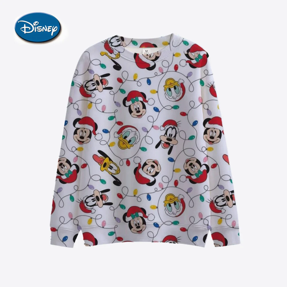 New Y2K Merry Christmas Disney Mickey and Minnie Fall Harajuku Crew Neck Casual Women\'s Long Sleeve Sweatshirt Ladies Top 2022