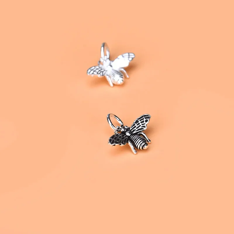925 sterling silver Vintage Bee Pendant Handmade DIY necklace bracelet accessory view 5