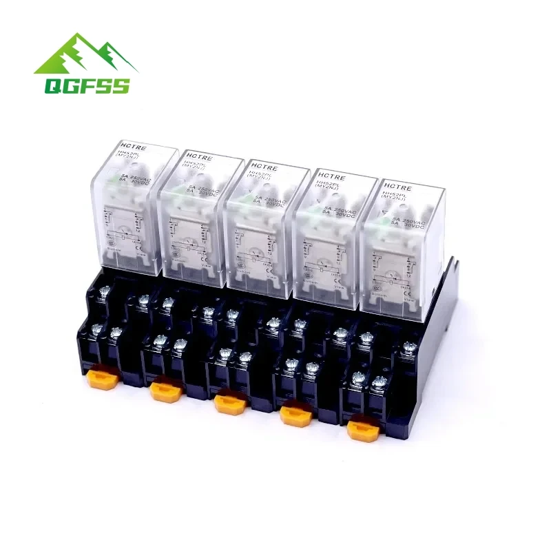 

5pcs MY2P HH52P MY2NJ 12V 24V DC / 110V 220V AC coil general purpose DPDT micro mini relay with socket base