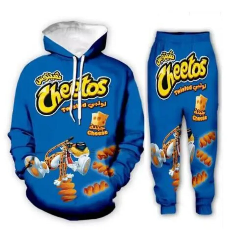 New Men/Women Letter cheetos 3D Printed Tracksuits Long Sleeve Fashion Sweatshirt Hoodies + Sport Long Pants