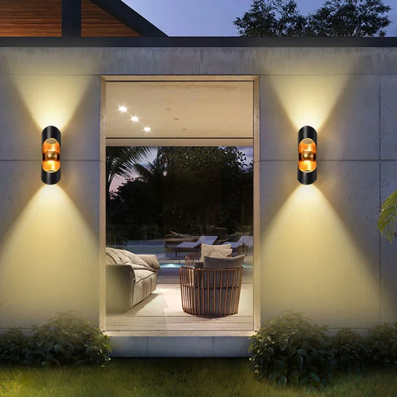 Modern Creative Design Wall Lamp LED Double Head Up and Down Luminous Minimalist Villa Courtyard Corridor Staircase Wall Lamp