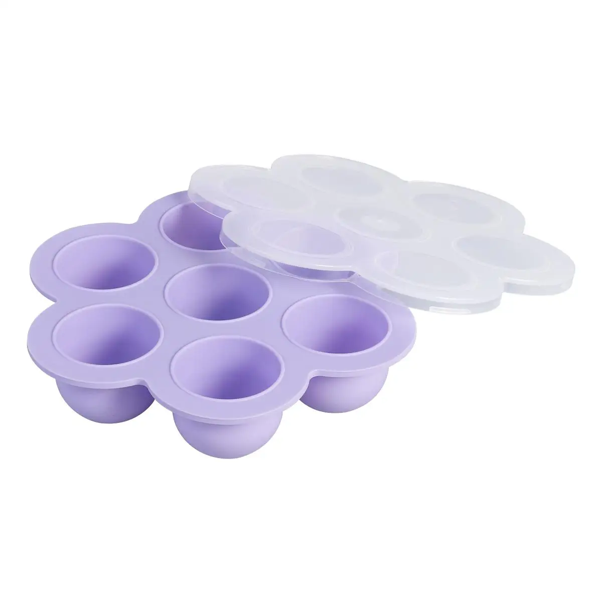 

2 PCS Baby Food Storage Box Blue and Purple Container Freezer Tray Round Clip-on Lid