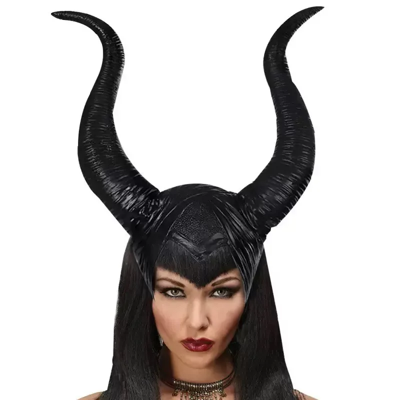 

Adult Black Horned Costume Accessory Frozen Sleeping Beauty Headband Dance Party Performance Halloween Witch Roleplay Prop